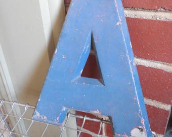 Industrial 8" Metal Theater Marquee Letter A - Vintage Cast Aluminum Adler Sign