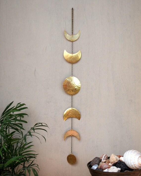 Moon Phases Wall Hanging Brass Moon Wall Decor Full Moon Wall