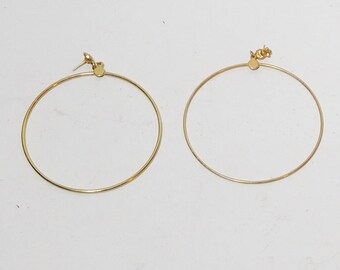 Large Hoop Earrings, Drop Hoop, Pierced, 2 1/4" Wide, Gypsy Earrings, Hippie Hoops, Boho Hoops, Wide Hoop Earrings, Gold Hoop Earrings