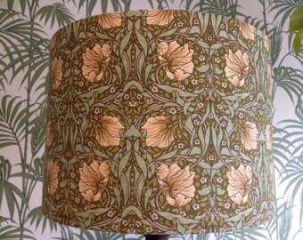 William Morris fabric 'Pimpernel' handmade lampshade, Various sizes & linings