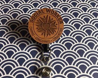 Social Worker Badge Holder w/Reel