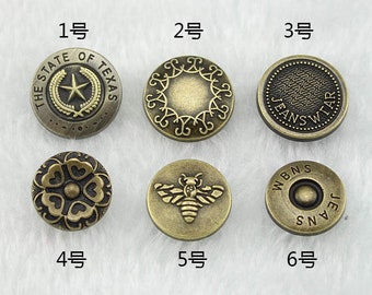 10 Pcs 0.67~0.79 Inches Bronze/Silver/Gun Snap Fastener Metal Shank Buttons For Jeans Jackets