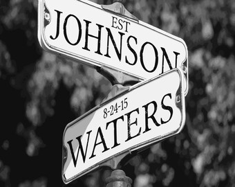 Personalized Wedding Gift Anniversary Gift Housewarming Gift Intersection Street Sign Wedding Date Couple's Names Last First Custom