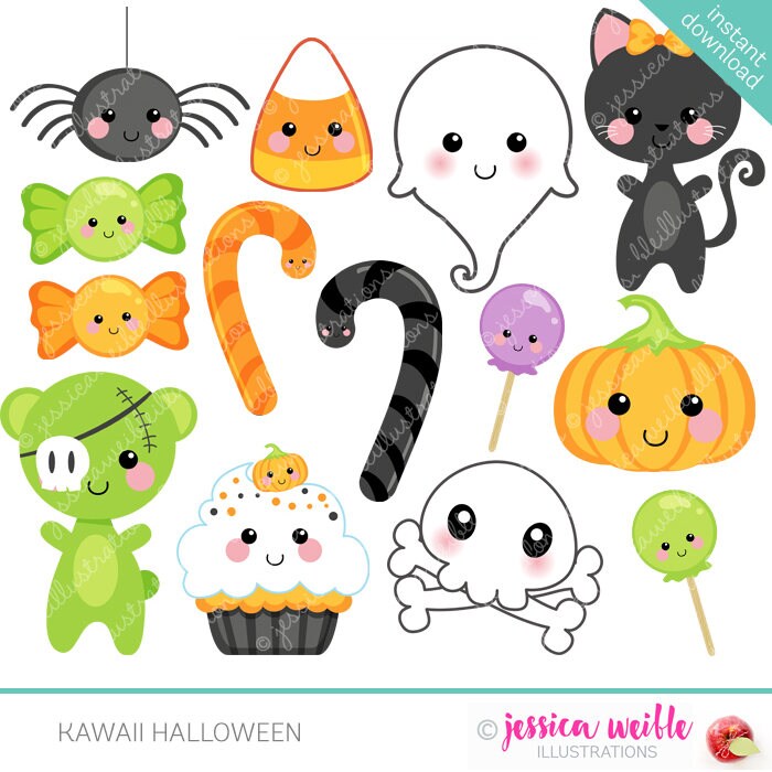 Kawaii Halloween Cute Digital Clipart Commercial Use OK