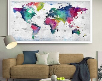 world map wall art world map print world map decor world map poster