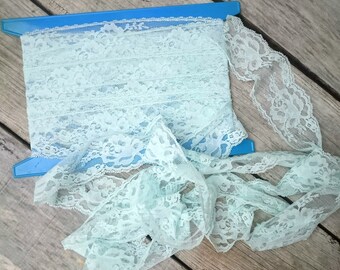 8 1/2 Yds Blue Lace Trim ~Seafoam lace~ 2 1/2 in. Lace