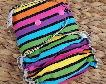 CLOTH DIAPER One Size (11-35#) Bamboo Fitted Diaper,rainbow stripe,rainbow diaper.Yarn Dyed Stripes,Rainbow,Black,rainbow baby,rainbow theme