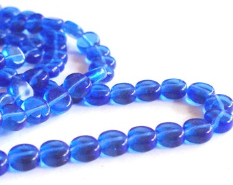 Czech glass beads x 100, Sapphire 5mm dime, fire polished