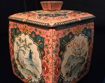 Old metal Tea Caddy - vintage / antique tea box