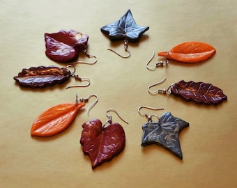 Autumn leaf earrings - fall leaf earrings - nickel free french hook
