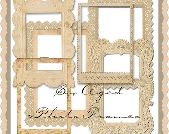 Set of six scrummy vintage aged photo frame/borders