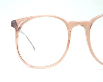 Vintage 1970s Round Oversized Blush Dark Pink Glasses Clear Eyeglasses Deadstock SRO Indie Classic Wayfarer Retro 70s Seventies Plum