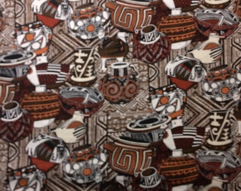 Fabric Southwest Native American Pottery Brown 100% Cotton Quilt Eustheelf BT