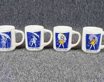 Vintage Lot Of 4 Bryan China Morton Salt Mugs 150 Years 1914, 1921, 1956, 1968