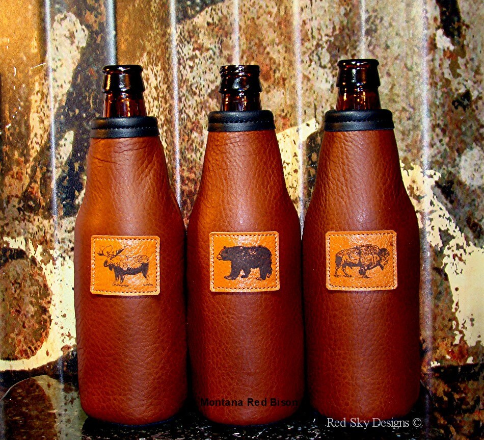 Leather Beer Bottle Insulated Holder Custom Leather Gift