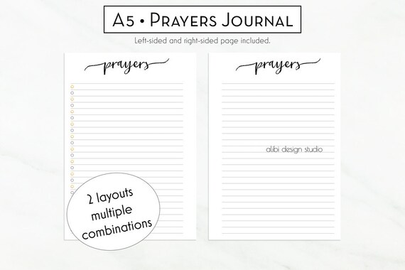 Prayers Planner Prayer Printable A5 Planner Inserts Daily