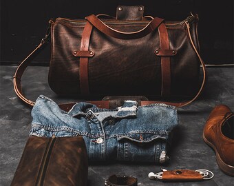 SALE / Weekender Travel Bag / Leather Duffle Bag / Leather Sports Bag / Gym Bag / Cabin Travel Bag / Overnight Bag / Leather Bag