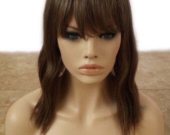 Forever Young Indie Waves Wig (Golden Brown) | HEAT SAFE Natural Hair | Short Wavy Bob Wig with Bangs | Similar to Human Hair