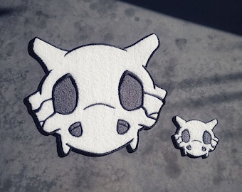 Discounted Set Both Chenille Cubone Skull Pokemon Inspired 10" Back Patch & 3" Patch | Hand Made Patch | Pokemon Patch