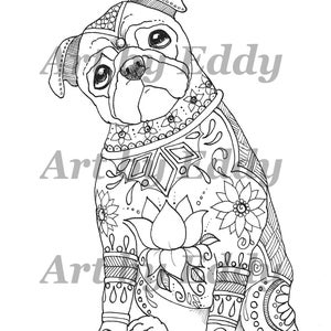 Pug coloring page | Etsy