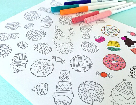 Printable SWEETS Coloring Page Digital File Instant Download