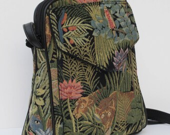 SHOULDER BAG Fabric and Leather It s a Jungle Out There by Elizabeth Z Mow