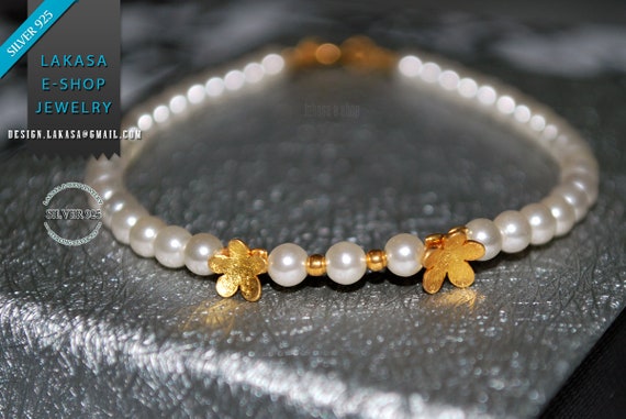 Pearls Bracelet Sterling Silver 925 Gold-plated Handmade Jewelry Best Gift Ideas Love Hope Mommy Girlfriend Anniversary Birthday Friendship
