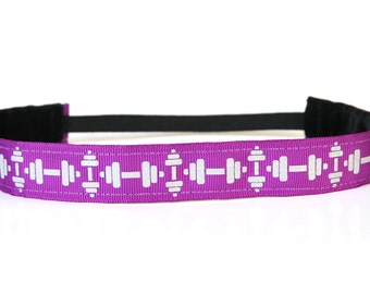 Sparkle Dumbbell Non Slip Headband, Fitness Headband, CrossFit Gift, Workout Accessory, Weightlifting Apparel, Under 10, Glitter Headband