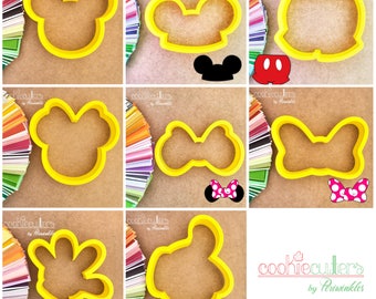 Minnie and Mickey Cookie Cutters - Ears - Shorts - Minnie Bow - Glove Cookie Cutters - Periwinkles