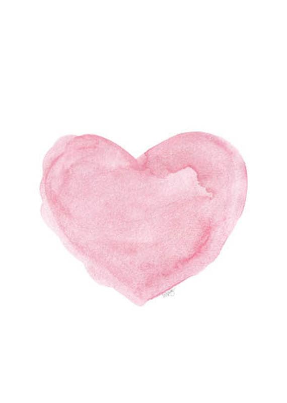 Download Watercolor Print Pink Heart Art Nursery Print Pink