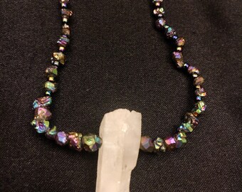 Angel Aura Quartz choker with titanium aura quartz beads