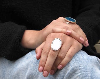 Silver and enamel ring
