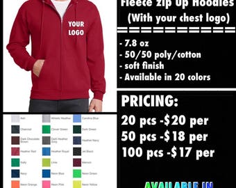 Port and Co Full Zip Hoodies ( with chest logo Embroidered )