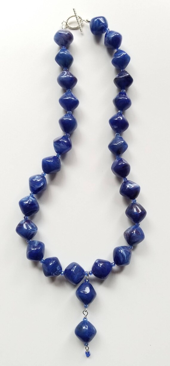 Blue Necklace, Acrylic Necklace, Boho Necklace, Crystal Necklace, Statement Necklace