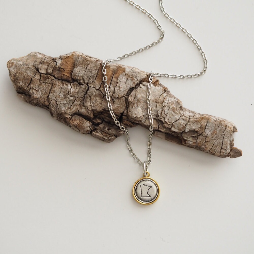 Minnesota Stamped Minnesota Necklace Minnesota Jewelry