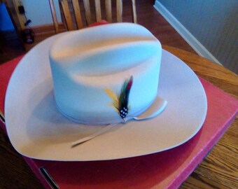 STETSON COWBOY HAT Beaver Fur Felt Grant Silverbelly 7 3/8