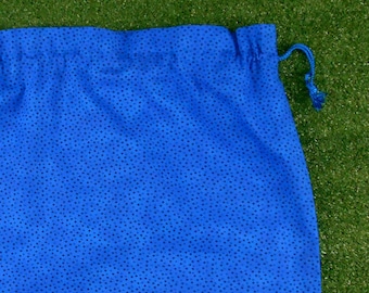 Blue speckled drawstring bag, large library bag, storage bag, toy bag, kindy sheet bag