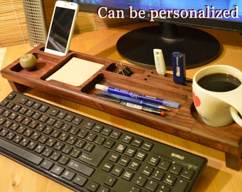 Desk Organizer Wood Organization Accessories Decor - Unique Gift For Men