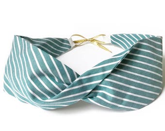 Green striped cotton headband