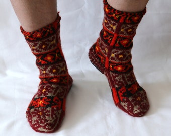 Mens knit socks, Multicolored mens socks, Wool mens socks, Mens gift, ethnic socks, socks for yoga, fitness socks