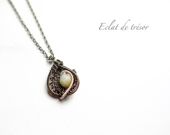 Wire wrap Gaia necklace, amazonite gemstone