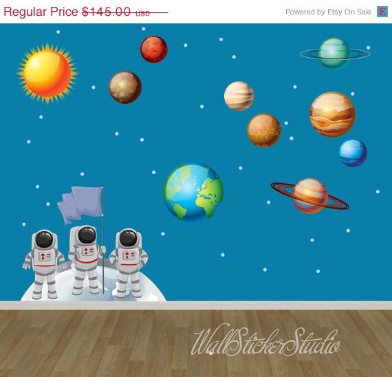 Solar System Wall Decal Astronaut Fabric