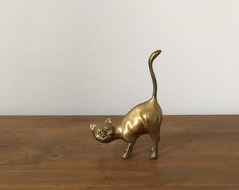 mid century hollywood regency brass cat
