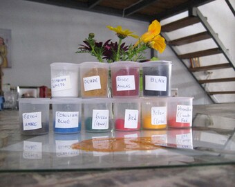 Powder pigments beginners kit - 10 colours DIY Byzantine icon making mineral earth pigment dye basic pallete painters eggtempera technique