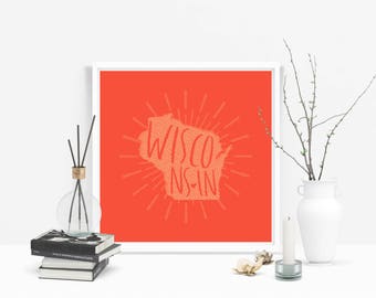 Wisconsin | Badgers | Packers | Milwaukee | Madison | Green Bay | State Print