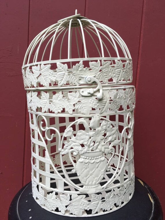 Domed Bird Cage in Gloss Ivory/chic bird cage/wedding