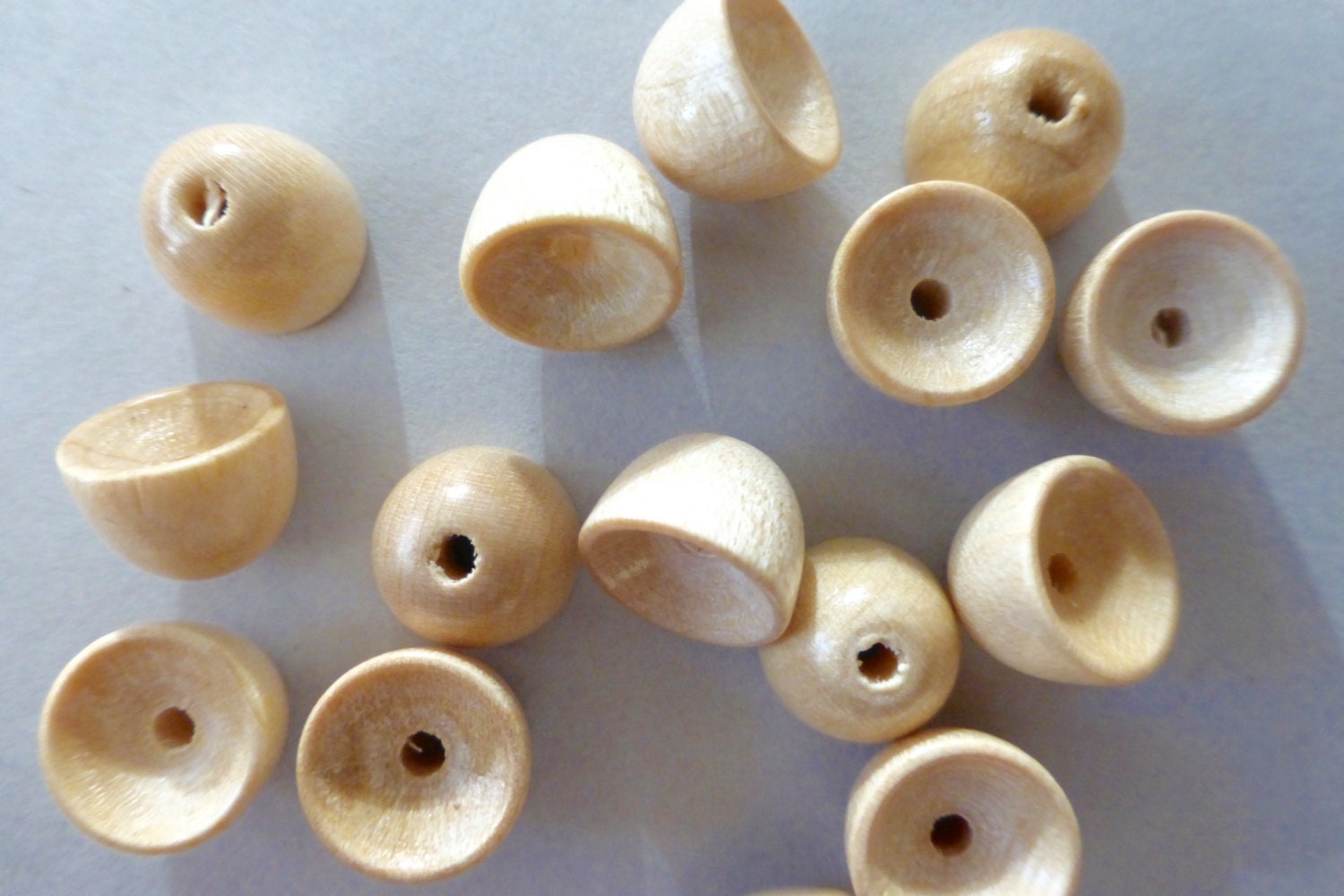 Vintage Natural Wood Bead Caps/Cord End Caps 10x7mm (8) from 1GRANDMA