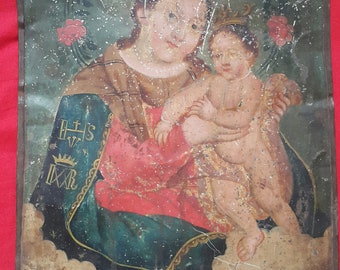 Mexican Retablo Our Lady, Refuge of Sinners 1800s