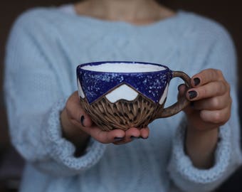Mother gift Mountains Coffee mug Gift|for|sister Birthday gift Gift for wife Mountains Are calling Gift for her Adventure gift Blue gift
