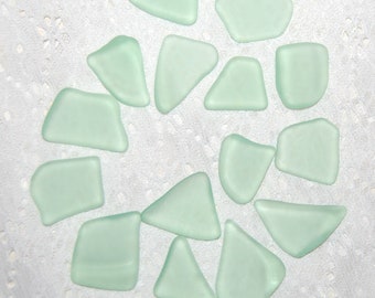 Faux Sea Glass - light lime green - 15 undrilled pieces